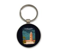 Lauthings Marrakech Marocco Travel Destination, portachiavi, design rotondo in vetro, portachiavi personalizzato