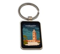 Lauthings Marrakech Marocco Travel Destination, portachiavi in acciaio, portachiavi in vetro nero, etichetta