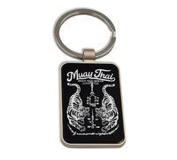 Lauthings Muay Thai Boran L'arte di 8 arti, portachiavi in vetro nero, portachiavi personalizzato