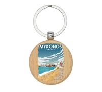 Lauthings Mykonos Grecia souvenir vacanza portachiavi, portachiavi in legno, portachiavi, etichetta personalizzata borsa