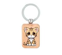 Lauthings Ocelot Baby Wild Spirit Animal Portachiavi in legno, targhetta per cani, accessorio portachiavi