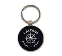 Lauthings Palermo Italy Coordinate Travel City Portachiavi Cerchio Vetro Nero Personalizzato Portachiavi Acciaio