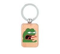 Lauthings Pepe Frog Angry Meme portachiavi in legno, targhetta per cani, accessorio portachiavi