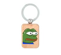Lauthings Pepe Frog Meme Nervous Sweating Portachiavi in legno, targhetta per cani, accessorio portachiavi