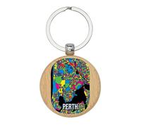Lauthings Perth Australia City Map Travel Keychain, Portachiavi in legno, portachiavi, etichetta personalizzata per borsa