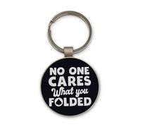 Lauthings Portachiavi con scritta "No One Cares What You Pieged", design circolare in vetro nero, personalizzato, portachiavi in acciaio