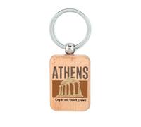 Lauthings Portachiavi da viaggio in legno, motivo: Grecia, capitale, atene