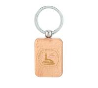 Lauthings Portachiavi in legno Casablanca con francobollo del passaporto e arrivo del Marocco, targhetta per cani, accessorio portachiavi