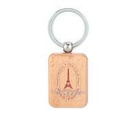 Lauthings Portachiavi in legno con francobollo del passaporto Parigi Francia Arrivo, targhetta per cani, accessorio portachiavi