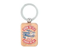 Lauthings Portachiavi in legno con scritta "Born to Fly Sky Adventures"