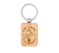 Lauthings Portachiavi in legno con scritta "Don't Panic it's Organic Cannabis", targhetta per cani, accessorio portachiavi