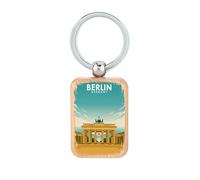 Lauthings Portachiavi in legno con targhetta per cani e porta di Brandeburgo della capitale tedesca di Berlino