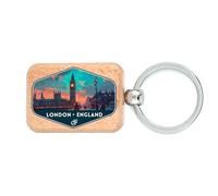 Lauthings Portachiavi in legno, souvenir di viaggio Londra, Inghilterra, targhetta per cani, accessorio portachiavi