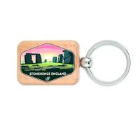 Lauthings Portachiavi in legno souvenir di viaggio Stonehenge Inghilterra, targhetta per cani, accessorio portachiavi