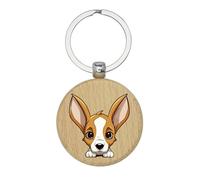 Lauthings Portachiavi in stile Kawaii del cane del segugio di Ibiza, portachiavi in legno, portachiavi, etichetta personalizzata della borsa
