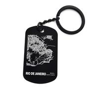 Lauthings Rio De Janeiro Brasile Blueprint City Map Art Portachiavi inciso in acciaio, Nero , Taglia unica