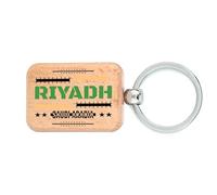 Lauthings Riyadh City Travel Arabia Saudita portachiavi in legno, targhetta per cani, accessorio portachiavi
