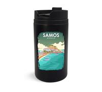 Lauthings Samos - Tazza da viaggio con isola della Grecia, tazza da viaggio, tazza da caffè isolata, tazza portatile