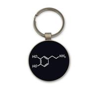 Lauthings Scienza della struttura chimica della dopamina Keychain, progettazione nera del cerchio di vetro, abitudine, portachiavi d'acciaio