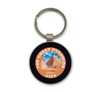 Lauthings The Great Pyramids of Giza Travel Souvenir Trip Badge, portachiavi, design rotondo in vetro, portachiavi personalizzato