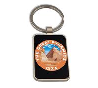 Lauthings The Great Pyramids of Giza Travel Souvenir Trip Badge, portachiavi in acciaio, portachiavi in vetro nero, etichetta