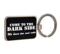 Lauthings We Have Tea And Cake Come To The Dark Side Meme divertente, portachiavi in vetro nero, portachiavi personalizzato