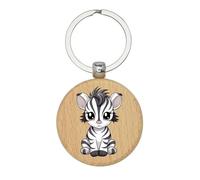 Lauthings Zebra Baby Wild Spirit Animal Keychain, portachiavi in legno, portachiavi, etichetta personalizzata per borsa