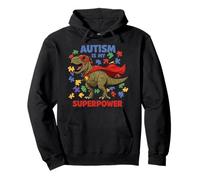 L'autismo carino è il mio dinosauro superpotente per la consapevolezza dell'autismo Felpa con Cappuccio