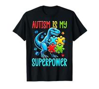 L'autismo è il mio superpotere Dinosaur Puzzle T-Rex Autistic Kid Maglietta