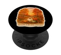 L'autunno è il mio linguaggio d'amore Scena autunnale vintage zucche alberi PopSockets PopGrip Adesivo