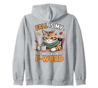 L'autunno è Il Mio Secondo Gatto Divertente con la Parola F Preferita Felpa con Cappuccio
