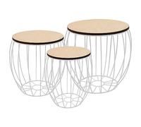 Lauuoeriau Casa & Giardino,Mobili-Tavolino Set 3 Pezzi Pioppo Compensato Ferro