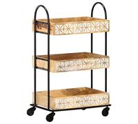 Lauuoeriau Home & Garden,Furniture-Carrello da cucina a 3 ripiani 46x30x76 cm in legno massello di mango