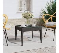 Lauuoeriau Home & Garden Furniture-Tavolino Nero 50x50x38 cm Poly Rattan e Vetro Temperato