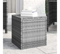 Lauuoeriau Home & Garden, Mobili - Tavolino in polyrattan e vetro temperato, 40 x 37 x 40,5 cm, colore: Grigio