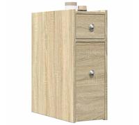 Lauuoeriau Mobili Articolo home Armadietto da bagno stretto con ruote Rovere Sonoma Ingegnerizzato in Legno-Fis