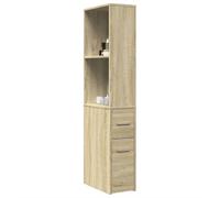 Lauuoeriau Mobili Articolo home Armadietto da bagno stretto con ruote Rovere Sonoma Ingegnerizzato in Legno-Fis