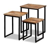 Lauuoeriau Mobili Oggetto Casa Nesting Tavolino Set 3 Pezzi Solido Teak Recuperato