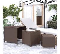 Lauuoeriau Mobili Oggetto Casa Tavoli di Nidificazione 3 pz Marrone Poly Rattan-Foce