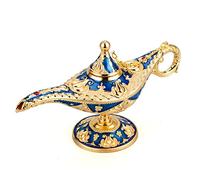 LAUYOO Lampada da genio magico di Aladino vintage, accessorio regalo per donne, accessorio per costume classico arabo, decorazione per vaso di Aladino (blu oro)