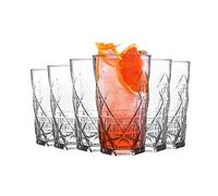 LAV 6 Pezzo Keops Art Deco Highball Occhiali Set - Vintage Bicchiere di Cristallo Lunghi Bicchieri Cocktail Drink - 460ml