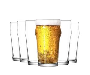 LAV Bicchiere da Birra Noniq - in Vetro con Bordo antitaglio - 570 ml - 12 Pezzi