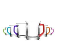 Lav Bicchieri per bevande calde con base colorata per tè, caffè, latte, cappuccino, 200 ml, confezione da 6