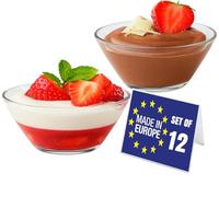 LAV Ciotola per Dessert in Vetro Set 12, 345ml 100% SENZA PIOMBO Ciotole in Vetro, Tazza da Dessert, Ciotola da Immersione, Snack Salse Caramelle, Cio