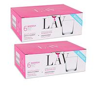 LAV - Confezione da 12 bicchieri da cantina con dimensioni 8,5 x 9 cm, capacità 345 ml, ideali per bevande alcoliche, resistenti e durevoli, lavabili in lavastoviglie (BODEGA 345 ml/12 pezzi)