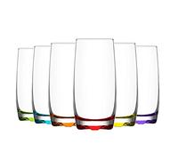 LAV - Set di 6 Bicchieri Adora Highball Multicolore da 390 ml, Alti e in Vetro per Acqua, Succo di Frutta e Cocktail