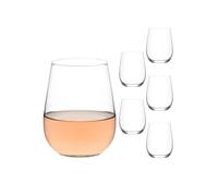 Lav Set di 6 bicchieri da vino rosso e bianco senza stelo - Bicchieri per acqua, champagne, martini, mimosa, prosecco, cocktail, sangria - Bicchi
