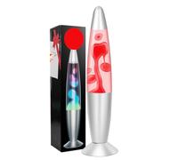ECOVELO Lava Lamp Magma Lampada LED di Lava in Vetro Lampada Decorativa da Comodino Effetto Rilassante con Base Cromata (Rosso)