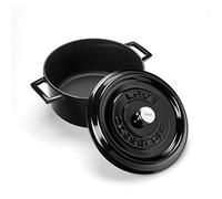 LAVA - Pentola in ghisa con coperchio, diametro 24 cm, colore: Nero