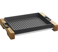Lava Signature Grill in ghisa con maniglie in metallo e supporto in legno, 26 x 32 cm
